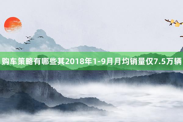 购车策略有哪些其2018年1-9月月均销量仅7.5万辆