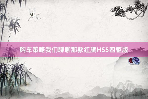 购车策略我们聊聊那款红旗HS5四驱版