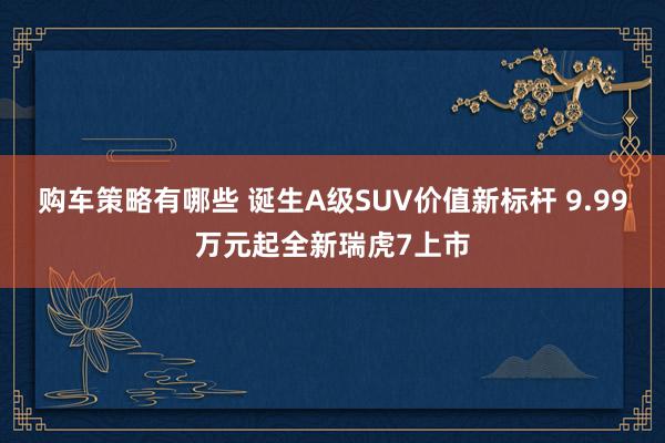 购车策略有哪些 诞生A级SUV价值新标杆 9.99万元起全新瑞虎7上市