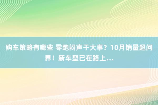 购车策略有哪些 零跑闷声干大事？10月销量超问界！新车型已在路上…