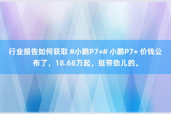 行业报告如何获取 #小鹏P7+# 小鹏P7+ 价钱公布了，18.68万起，挺带劲儿的。