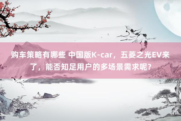 购车策略有哪些 中国版K-car，五菱之光EV来了，能否知足用户的多场景需求呢？