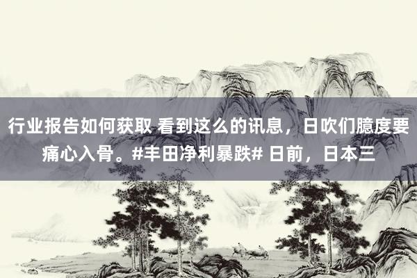 行业报告如何获取 看到这么的讯息，日吹们臆度要痛心入骨。#丰田净利暴跌# 日前，日本三