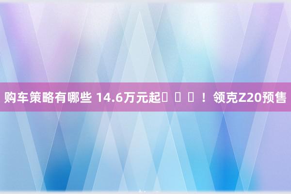 购车策略有哪些 14.6万元起​​​！领克Z20预售