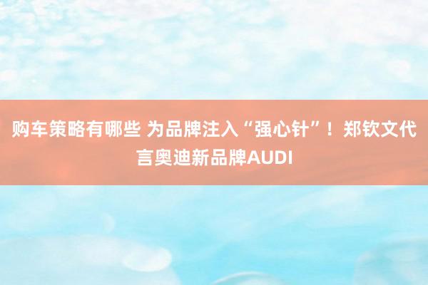 购车策略有哪些 为品牌注入“强心针”！郑钦文代言奥迪新品牌AUDI