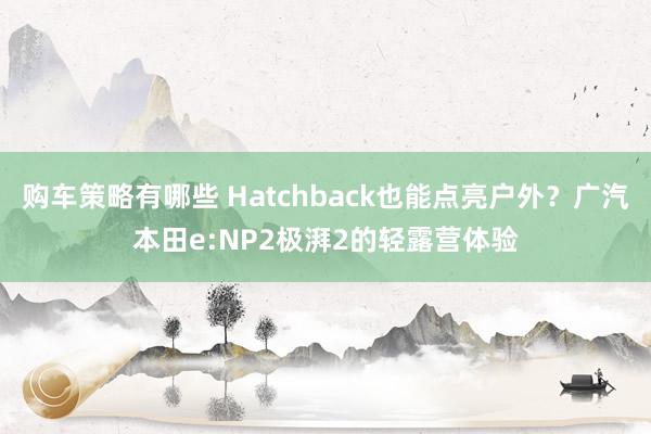 购车策略有哪些 Hatchback也能点亮户外？广汽本田e:NP2极湃2的轻露营体验