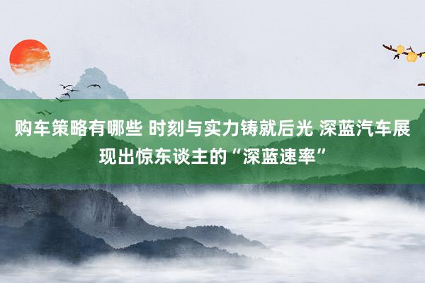 购车策略有哪些 时刻与实力铸就后光 深蓝汽车展现出惊东谈主的“深蓝速率”