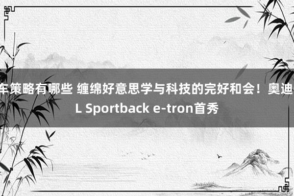 购车策略有哪些 缠绵好意思学与科技的完好和会！奥迪Q6L Sportback e-tron首秀