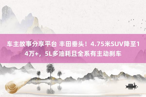 车主故事分享平台 丰田垂头！4.75米SUV降至14万+，5L多油耗且全系有主动刹车