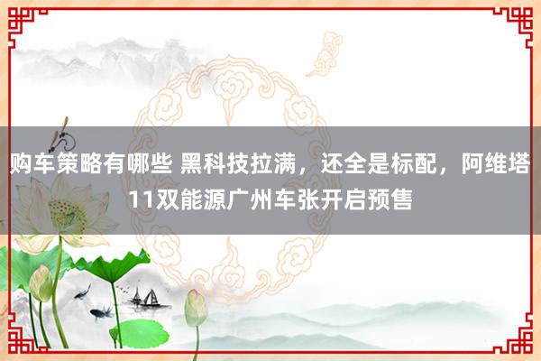 购车策略有哪些 黑科技拉满，还全是标配，阿维塔11双能源广州车张开启预售