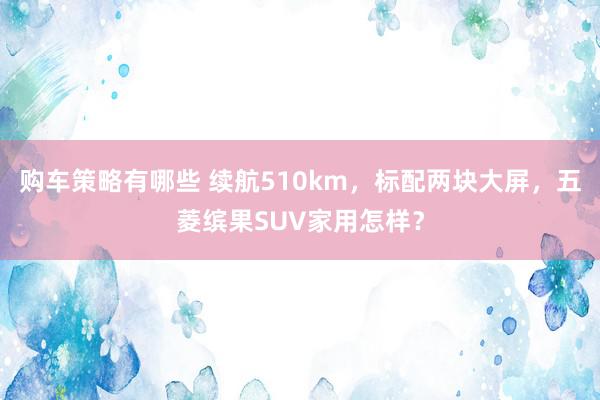 购车策略有哪些 续航510km，标配两块大屏，五菱缤果SUV家用怎样？