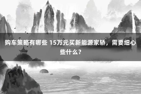 购车策略有哪些 15万元买新能源家轿，需要细心些什么？