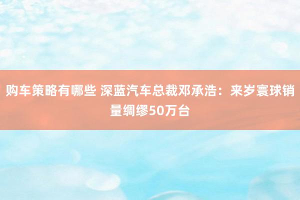 购车策略有哪些 深蓝汽车总裁邓承浩：来岁寰球销量绸缪50万台