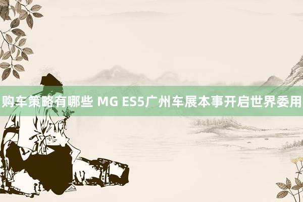 购车策略有哪些 MG ES5广州车展本事开启世界委用