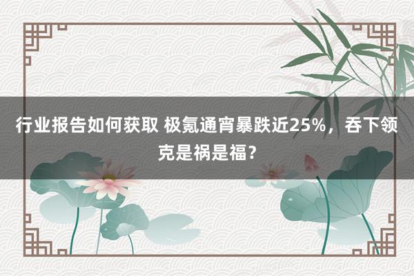 行业报告如何获取 极氪通宵暴跌近25%，吞下领克是祸是福？