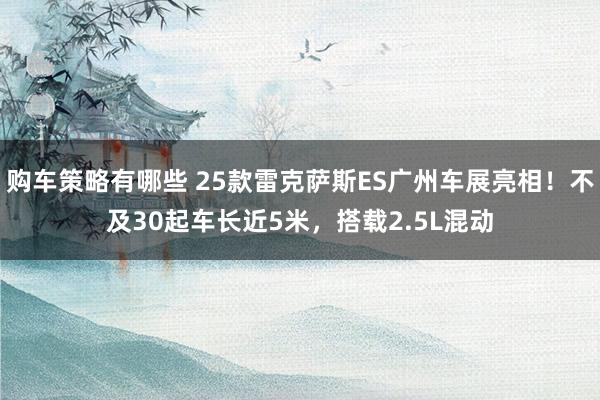 购车策略有哪些 25款雷克萨斯ES广州车展亮相！不及30起车长近5米，搭载2.5L混动