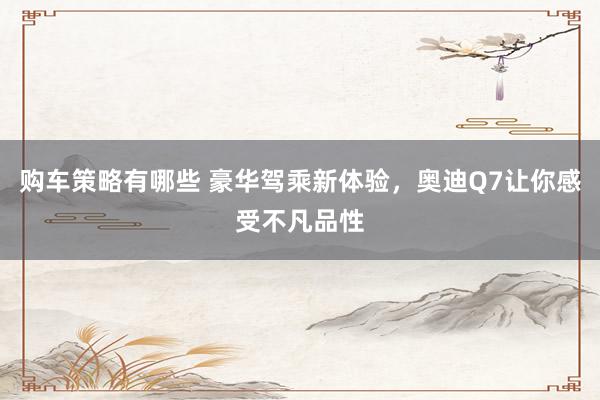 购车策略有哪些 豪华驾乘新体验，奥迪Q7让你感受不凡品性