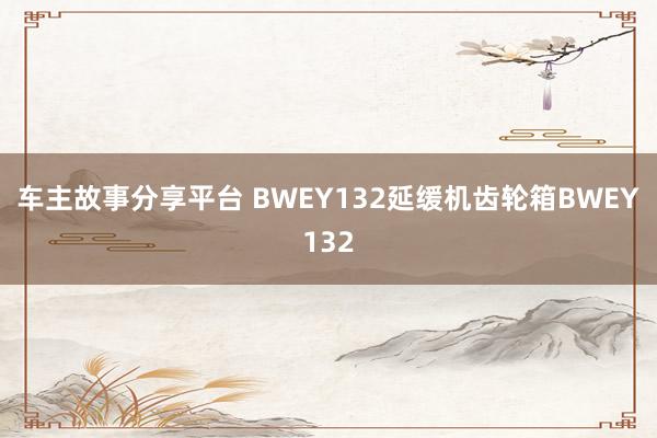 车主故事分享平台 BWEY132延缓机齿轮箱BWEY132