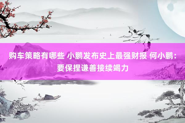 购车策略有哪些 小鹏发布史上最强财报 何小鹏：要保捏谦善接续竭力