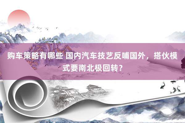 购车策略有哪些 国内汽车技艺反哺国外，搭伙模式要南北极回转？