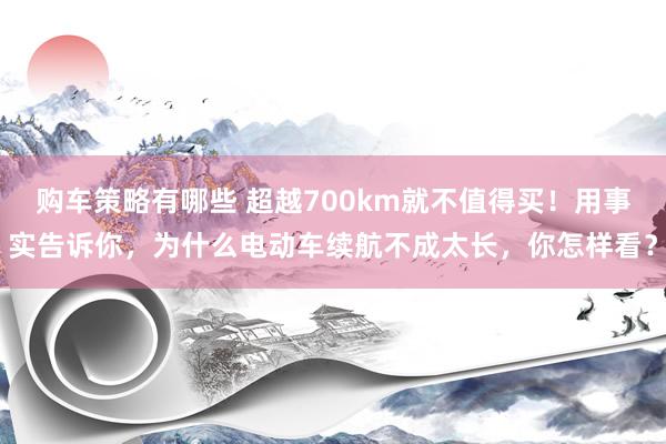 购车策略有哪些 超越700km就不值得买！用事实告诉你，为什么电动车续航不成太长，你怎样看？