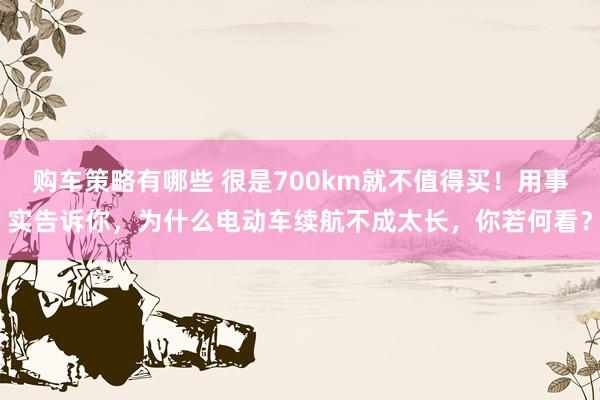 购车策略有哪些 很是700km就不值得买！用事实告诉你，为什么电动车续航不成太长，你若何看？