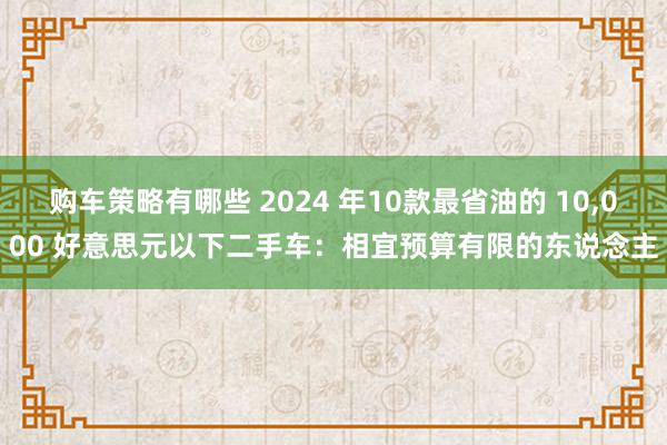 购车策略有哪些 2024 年10款最省油的 10,000 好意思元以下二手车：相宜预算有限的东说念主