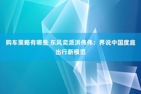 购车策略有哪些 东风奕派洪伟伟：界说中国度庭出行新模范