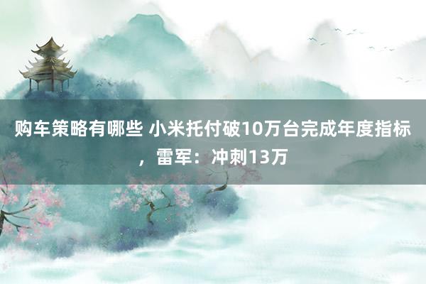 购车策略有哪些 小米托付破10万台完成年度指标，雷军：冲刺13万