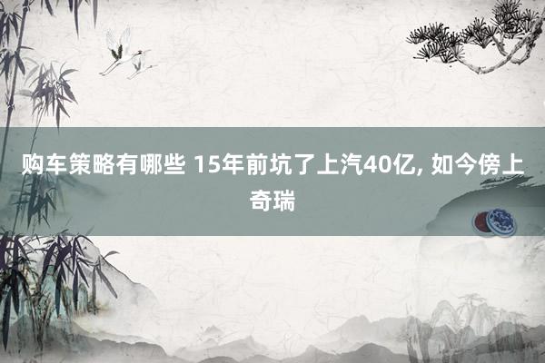 购车策略有哪些 15年前坑了上汽40亿, 如今傍上奇瑞