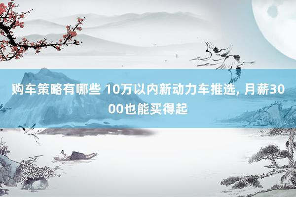 购车策略有哪些 10万以内新动力车推选, 月薪3000也能买得起