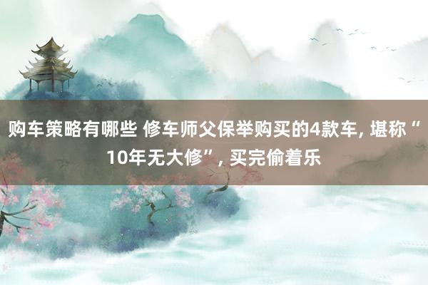 购车策略有哪些 修车师父保举购买的4款车, 堪称“10年无大修”, 买完偷着乐