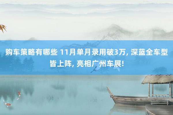 购车策略有哪些 11月单月录用破3万, 深蓝全车型皆上阵, 亮相广州车展!