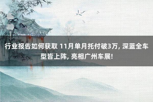 行业报告如何获取 11月单月托付破3万, 深蓝全车型皆上阵, 亮相广州车展!