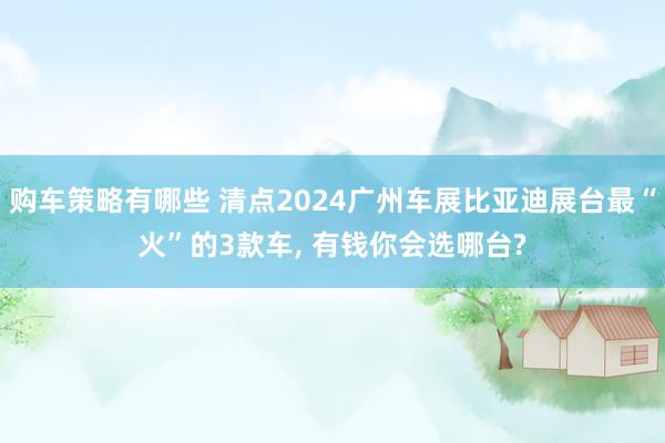 购车策略有哪些 清点2024广州车展比亚迪展台最“火”的3款车, 有钱你会选哪台?