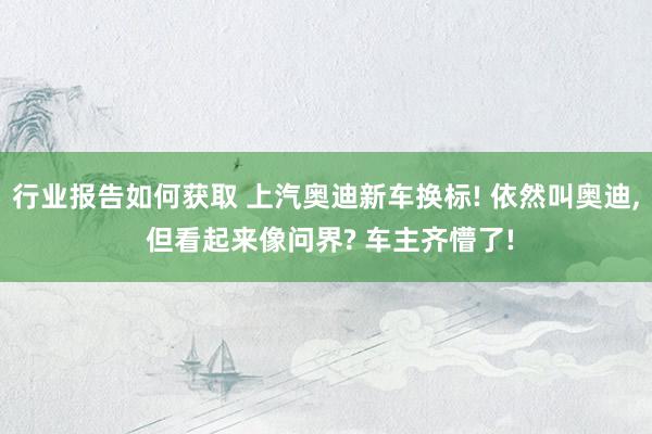 行业报告如何获取 上汽奥迪新车换标! 依然叫奥迪, 但看起来像问界? 车主齐懵了!