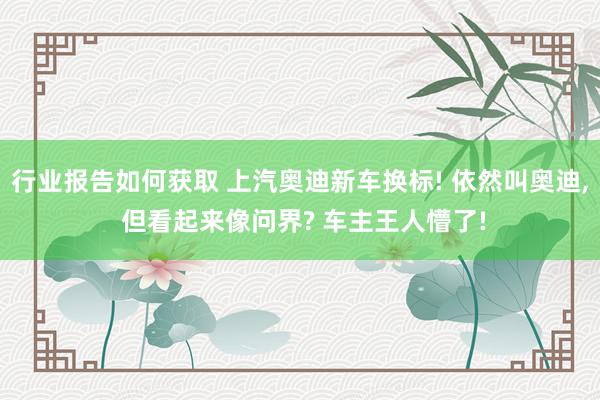 行业报告如何获取 上汽奥迪新车换标! 依然叫奥迪, 但看起来像问界? 车主王人懵了!