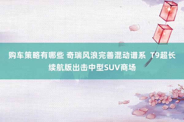 购车策略有哪些 奇瑞风浪完善混动谱系  T9超长续航版出击中型SUV商场