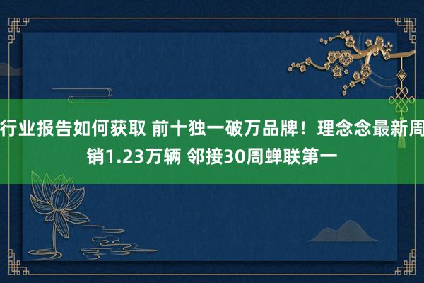 行业报告如何获取 前十独一破万品牌！理念念最新周销1.23万辆 邻接30周蝉联第一