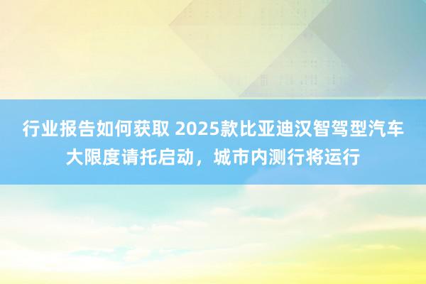 行业报告如何获取 2025款比亚迪汉智驾型汽车大限度请托启动，城市内测行将运行