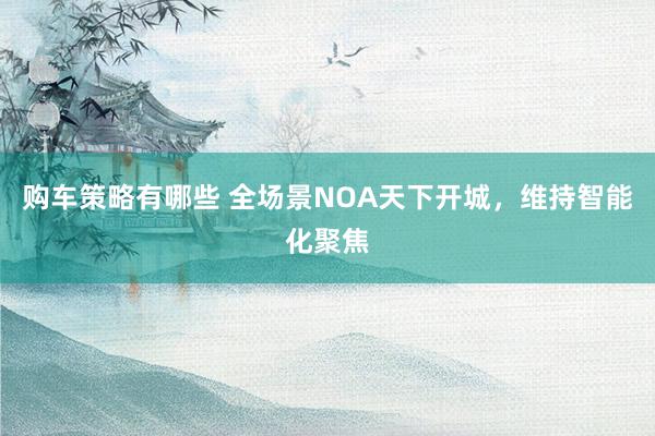 购车策略有哪些 全场景NOA天下开城，维持智能化聚焦