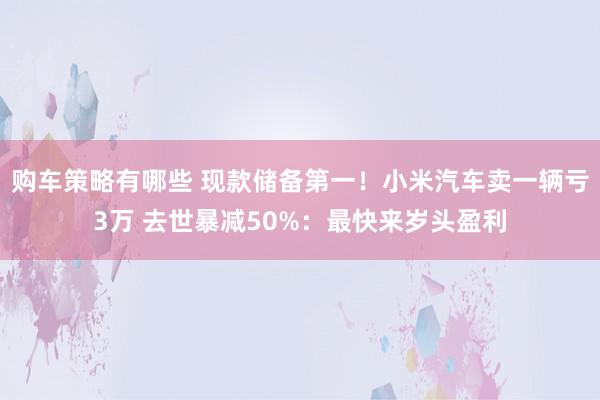 购车策略有哪些 现款储备第一！小米汽车卖一辆亏3万 去世暴减50%：最快来岁头盈利