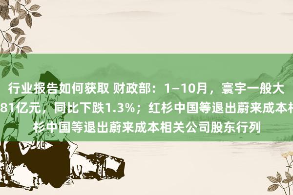 行业报告如何获取 财政部：1—10月，寰宇一般大家预算收入184981亿元，同比下跌1.3%；红杉中国等退出蔚来成本相关公司股东行列