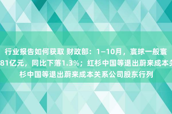 行业报告如何获取 财政部：1—10月，寰球一般寰球预算收入184981亿元，同比下落1.3%；红杉中国等退出蔚来成本关系公司股东行列