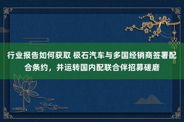 行业报告如何获取 极石汽车与多国经销商签署配合条约，并运转国内配联合伴招募磋磨