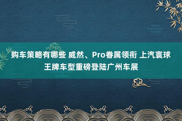 购车策略有哪些 威然、Pro眷属领衔 上汽寰球王牌车型重磅登陆广州车展