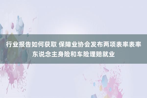 行业报告如何获取 保障业协会发布两项表率表率东说念主身险和车险理赔就业