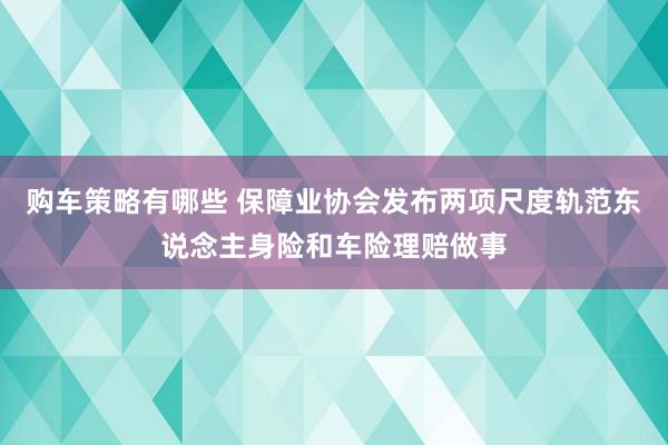 购车策略有哪些 保障业协会发布两项尺度轨范东说念主身险和车险理赔做事