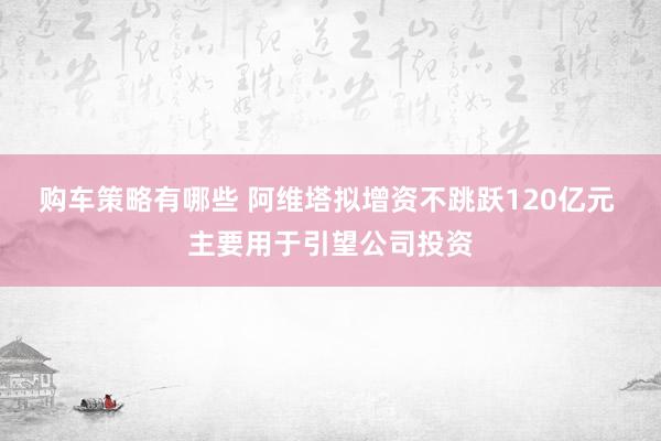 购车策略有哪些 阿维塔拟增资不跳跃120亿元 主要用于引望公司投资