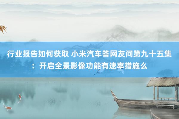 行业报告如何获取 小米汽车答网友问第九十五集：开启全景影像功能有速率措施么